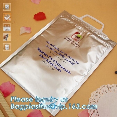 De opnieuw te gebruiken de thermische isolatie materiële koelere zak van de aluminiumfolie voor picknick met magische bandsluiting, folie isoleerde thermisch