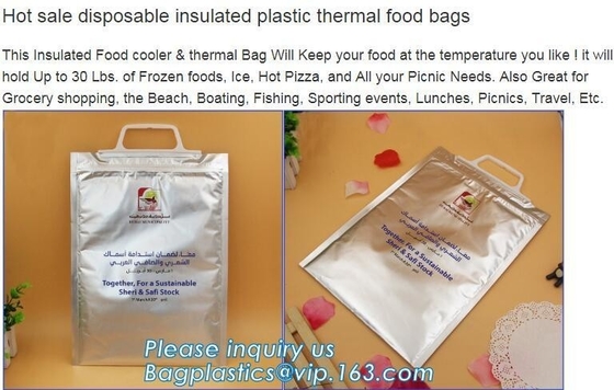 De opnieuw te gebruiken de thermische isolatie materiële koelere zak van de aluminiumfolie voor picknick met magische bandsluiting, folie isoleerde thermisch