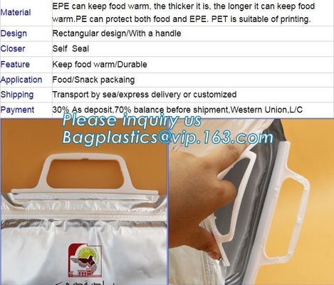 De opnieuw te gebruiken de thermische isolatie materiële koelere zak van de aluminiumfolie voor picknick met magische bandsluiting, folie isoleerde thermisch