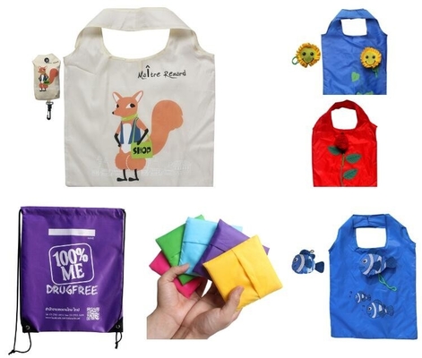De promotie Standaard van de Polyestervissen van Grootte Draagbare Opnieuw te gebruiken Eco Vriendschappelijke Vouwbare Vorm Winkelend Tote Bags With Handle