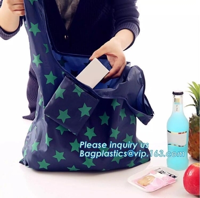 opnieuw te gebruiken polyester vouwbare het winkelen van het ecofruit van het zakpatroon van de de vormritssluiting vouwbare de totalisatorzak, de polyester van de productiepolyester