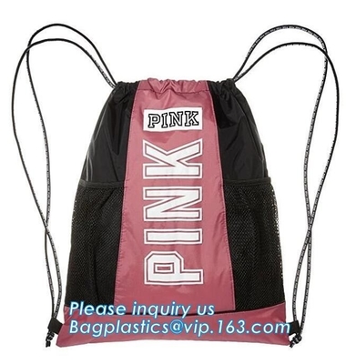 Modieuze 420D-Douane Logo Polyester Drawstring Bag, aangepaste bijgewerkte niet geweven drawstring de zakbagease van de polyestertotalisator