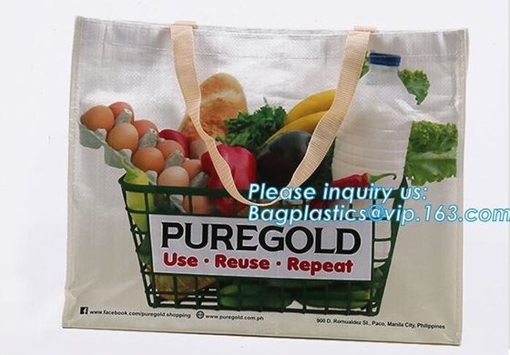 De Fabrikant Wholesale Price Custom Gedrukte Eco Vriendschappelijk Kringloop Opnieuw te gebruiken pp Gelamineerd pac Geweven Tote Shopping Bag van China