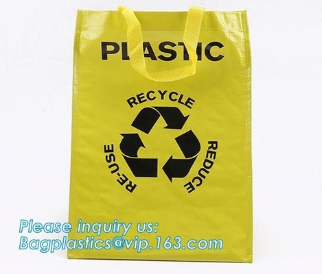 De Bevordering van de ontwerpdouane in het groot Gerecycleerde het Winkelen Vouwbare Drukpp Geweven Zak, Gelamineerde Blauwe Eco-Stof Tote Pp Wov