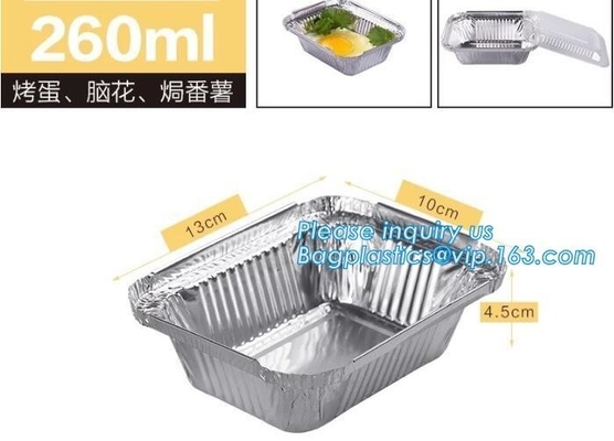 Luchtvaartlijnaluminium Tray Smooth-Wall Foil Food Containers met de Catering van de Dekselsluchtvaartlijn, Caterings beschikbaar meeneem snel voedsel