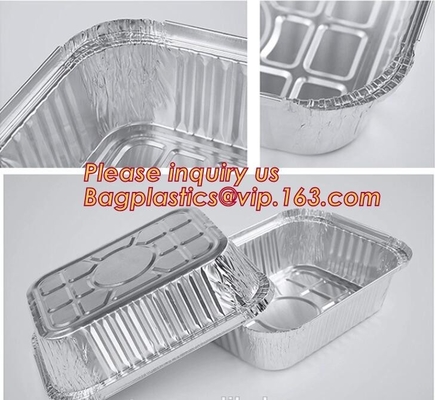 Het meeneemoven veilige snelle voedsel neemt beschikbare aluminiumfoliecontainer, compartiment om mede de aluminiumfolie van het luchtvaartlijnvoedsel