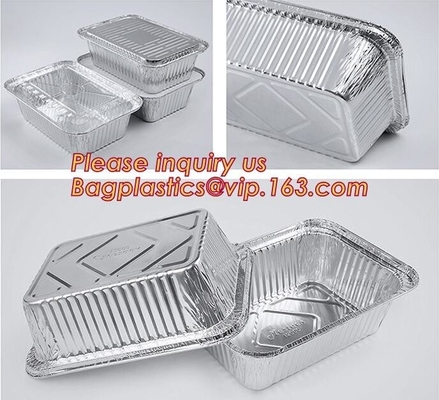 Het meeneemoven veilige snelle voedsel neemt beschikbare aluminiumfoliecontainer, compartiment om mede de aluminiumfolie van het luchtvaartlijnvoedsel
