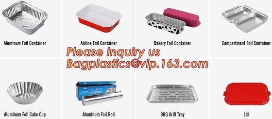 De container van de Alunimiumfolie, de container van de luchtvaartlijnfolie, bakkerij, compartiment, het dienblad van BARBECUEgril, Cakekop, foliebroodje, het SCHERPE DIENBLAD van de BARBECUEgrill,