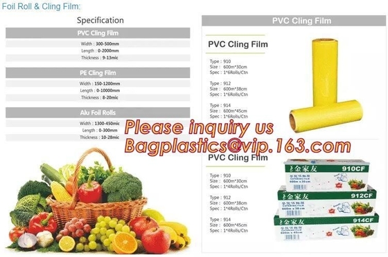 PE klampt zich Film, Alu-Foliebroodje, vastklampt zich Omslagfilm vast, klampt pvc zich film vast, klampt de Verse dekking van de voedselomslag zich, PE van de voedselomslag film voor voedselwra vast