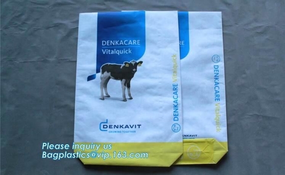 Douane Gedrukt Gemaakt Resealable Poly Bruin Kraftpapier-Document Transparante Plastiek Geweven Verpakkende Zakken, Kraftpapier-document pp geweven lami