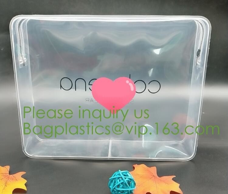 De nylon Zak van Ritssluitingspvc Promotie past Logo Print Transparent-de Plastic Duidelijke Kosmetische Zak van pvc met Niet-geweven Ritssluiting aan