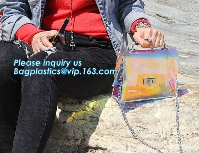 De doorzichtige handtas van pvc van de kleurenmanier, de Handtassen van de zakpu/pvc Vrouwen van de damesschouder, Vrouwen ontruimt Tote Bags voor Schoudercl