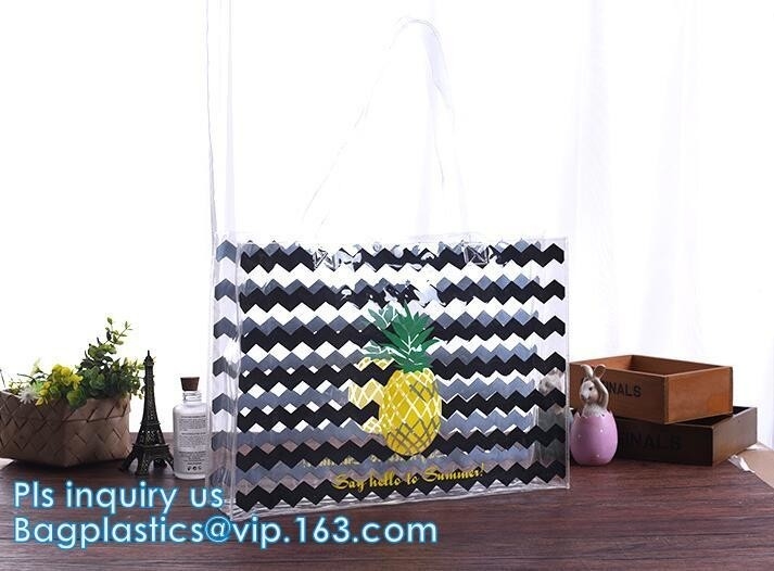 Waterdichte Schouderzak met Kosmetische Zak, de transparante zak van schouderpu pvc, het Pit van pvc van Boodschappersshoulder transparent beach
