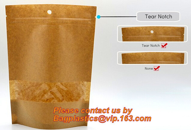 Het Document van foliekraftpapier passen de Verpakkende Zakken Doypack van de Zakkokosnoot met Duidelijk Venster, het Voedsel van 500g 1kg 16oz Zip lockkk Verpakkingszak aan
