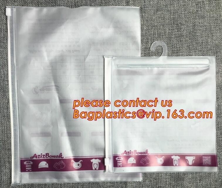 de hangerzak van haakZip lockkk voor de kleren van de reisopslag, betrouwbare de hangerzak van vervaardigings goedkope duidelijke plastic pvc voor ondergoed