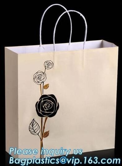 Aangepaste het Document van Browd Kraftpapier het Winkelen Zak met Handvatten voor Kleding, OEM Douane die Kleine Kerstmiswhit drukt van de Luxegift