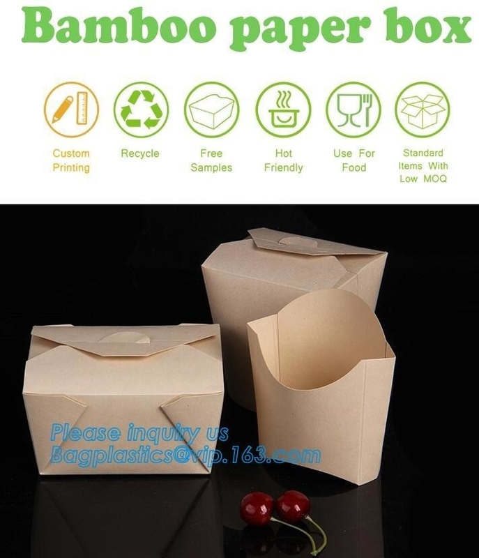 Aangepast floding de lunch meeneem verpakkend vakje van kraftpapier, Kraftpapier-Document Lunchvakje Beschikbare Saladevakje Voedsel meeneem Verpakking