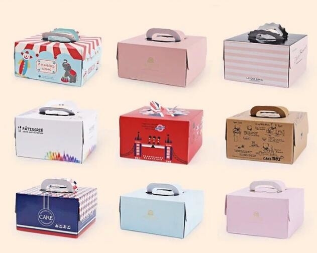 Cakevakje het Voedseldocument van de Cake Verpakkend Container Giftvakje met het vakje van het Handvatkarton, Goedkoop Aangepast Document Karton Birthda