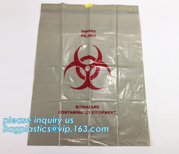 Van de het afvalverwijdering van Drawstrings doet de medische biohazard de leveringsldpe plastic autoclaafzakken, de Voering van de Afvalbak Biohazard-Afval P in zakken