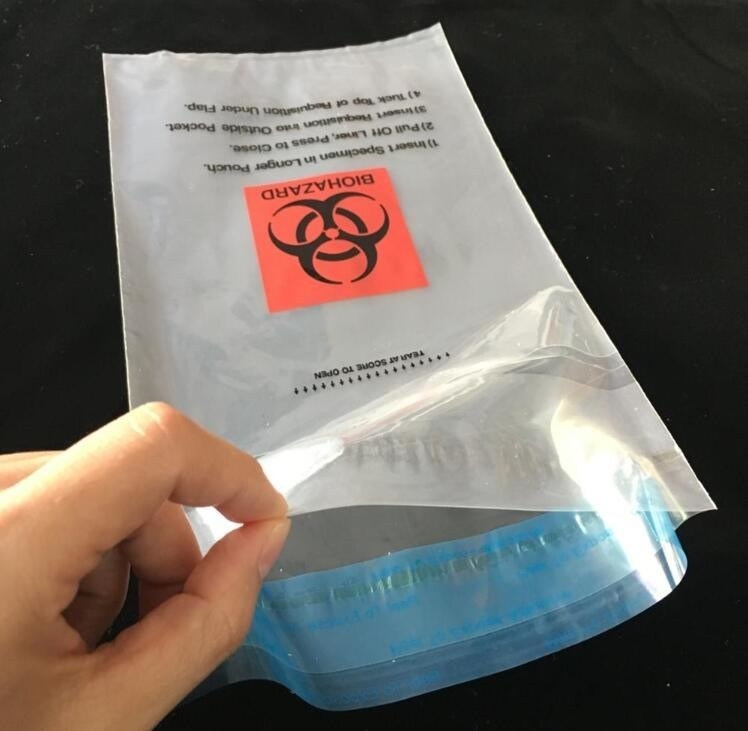 de druk zelfklevende zak van het biohazardafval, het vervoerzak van het autoclaaf biohazard specimen, Medische Biohazard Plastic Polyb