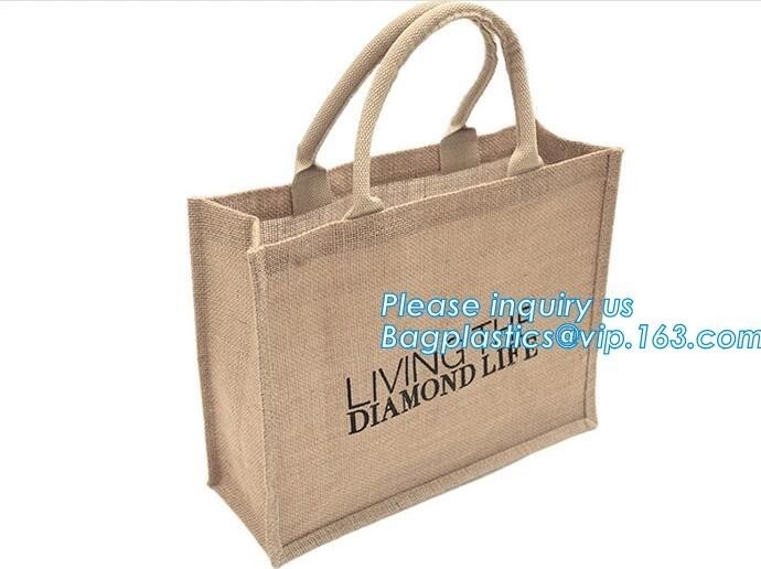 de jutedoek Tote Bag Wholesale, de duidelijke jute van de totalisatorzak met embleemdruk, de duidelijke zakken van de eco vriendschappelijke Goedkope Bevordering van de ecojute