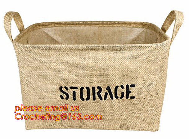 100% de mand van de juteopslag, de natuurlijke mand van de jute materiële opvouwbare decoratieve opslag, stuk speelgoed s van de Huis het met de hand gemaakte jute geweven kabel