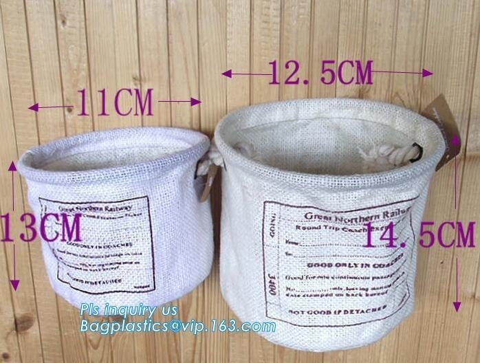 Jute materiële kleine stuk speelgoed opslagmand, Drukreeks van de mand van de 3 Juteopslag, opslagbak, bagease van de wasmandbak