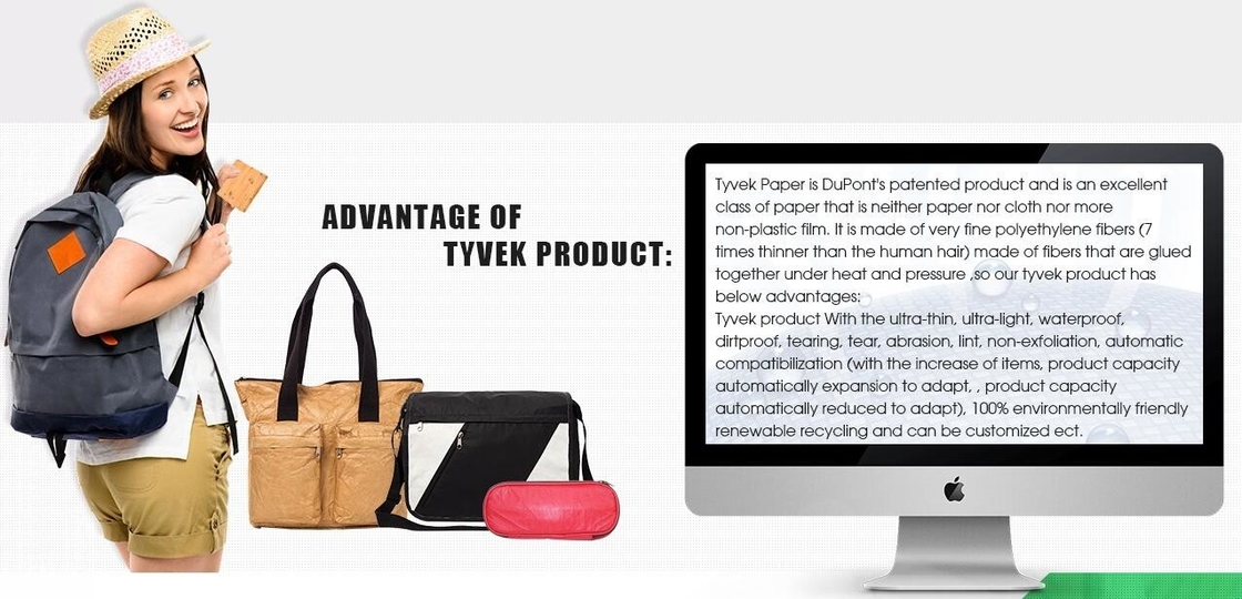 Goedkoop Lichtgewicht Goedkoop Bruin Naar maat gemaakt het Document van Tyvek van het Drukembleem Waterdicht opnieuw te gebruiken de bevorderingsgif van Tote Shopping Bageco