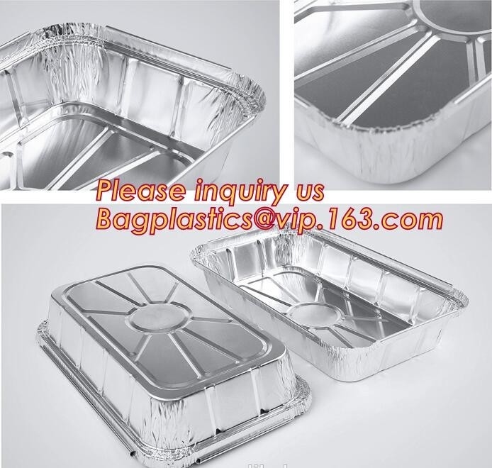 Het meeneemoven veilige snelle voedsel neemt beschikbare aluminiumfoliecontainer, compartiment om mede de aluminiumfolie van het luchtvaartlijnvoedsel