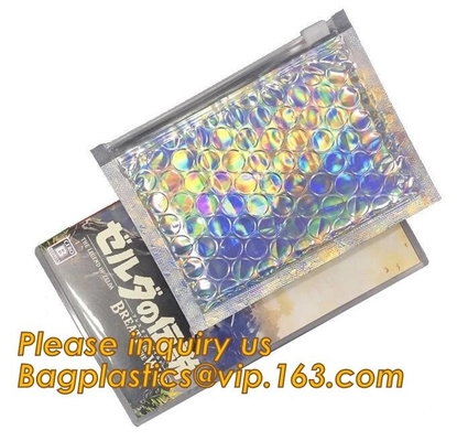 Zip lockkk Bubble Bag Zipper Padded Bag with LOGO for Cosmetic,custom colorful metallic bubble zipper bag Packaging Cosmeti